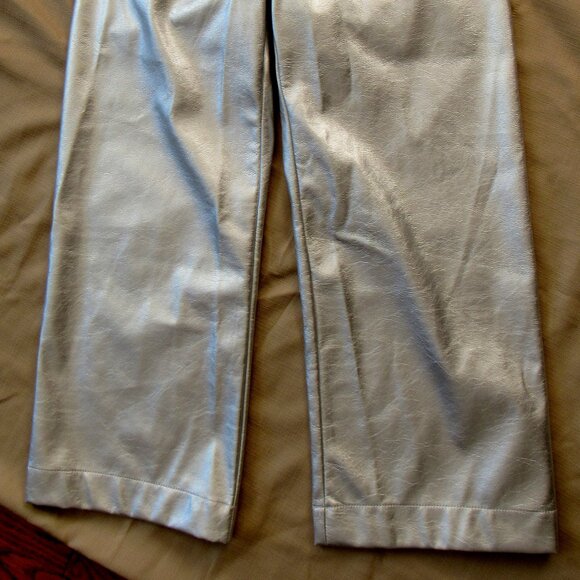 Maeve By Anthropologie Pants Womens,sz. 25P Wide Leg,Faux Leather,Silver - Picture 7 of 12